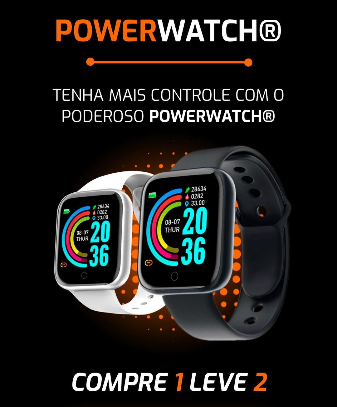 Relógio Inteligente Smarwatch Xiaomi PowerWatch D20 À Prova D'Água - COMPRE 1 LEVE 2 - Liora Express