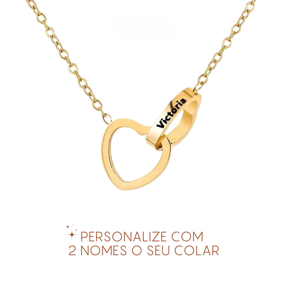 Colar Dueto de Amor & Urso com Rosa Eternizada + Nomes Gravados!🧸 - Liora Express