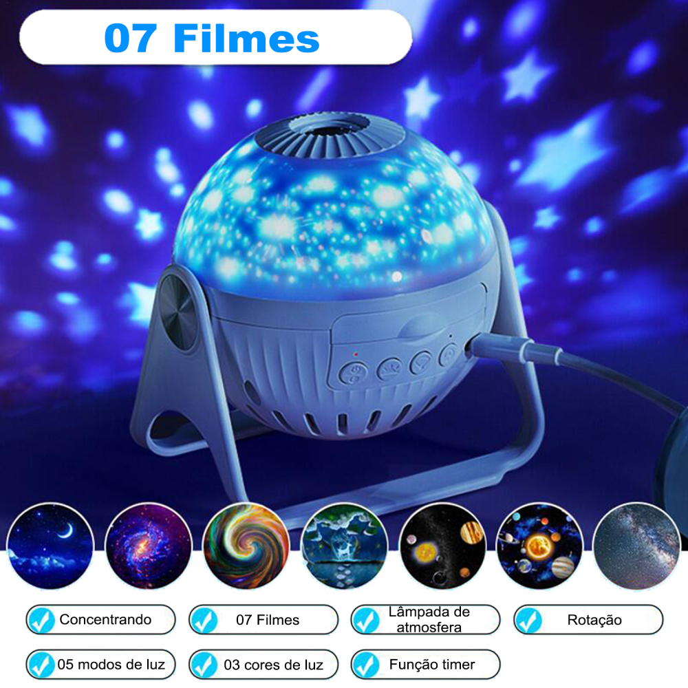 Projetor Galáxia Prime com 7 estilos Diferentes - Liora Express